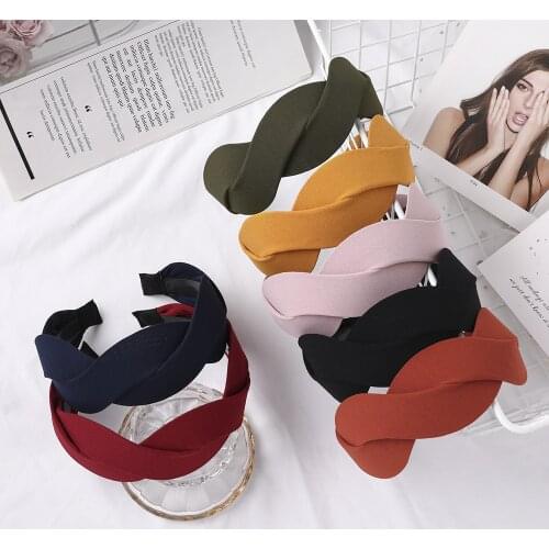 New Fashion Beautiful fabric chiffon cross braided twist headband cross-gloss Hairpin for girl Women Hair Accessory Headdress