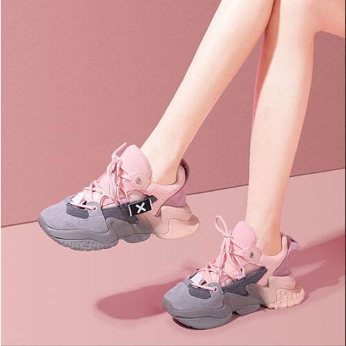 2021 summer fashion shoes thick soled womens shoes color matching thick soled breathable mesh casual sneakers