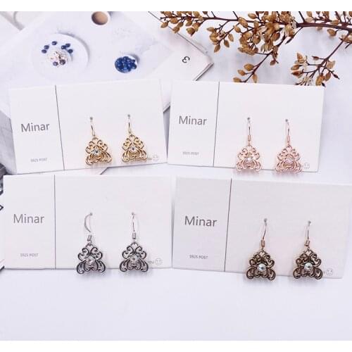 Retro Hollow Out Floral Metal Earrings for Women Female Rose Gold Color Alloy Geometric Drop Dangle Earrings Statement Jewelry