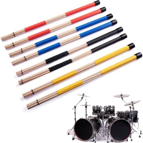 1 Pair Drum Sticks Professional Bamboo Country Jazz Ballad Percussion Drum Brushes Bundle Drum Sticks With Rubber Handle