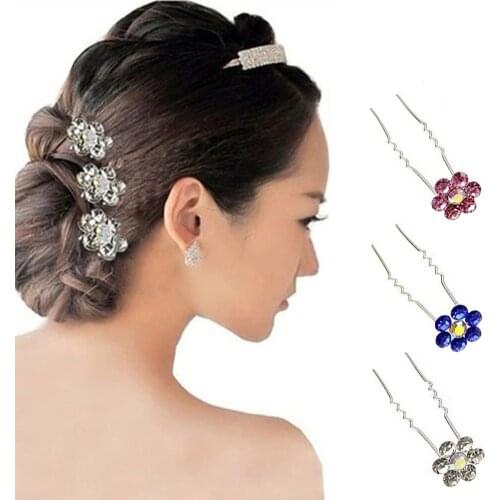 20Pcs Crystal Diamante Rhinestone Wedding Bridal Flower Hair Clip Hairpin Party