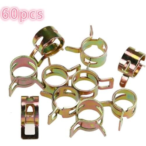 60 Pcs / set 6mm -15mm Spring Clip Fuel Line Hose Water Pipe Air Tube Clamps Fastener Reusable