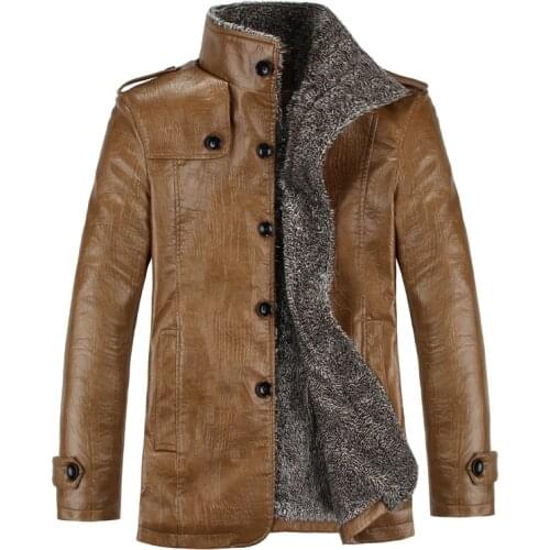 Free Shipping Mens Winter Fashion Plus Velvet Thickening Leather Clothing Medium-Long Thermal Slim Outerwear Quality Suede