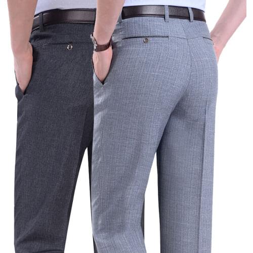 Trousers Men Casual Man Pants High waist Loose Plus size Straight Pants Summer Thin Cotton Business