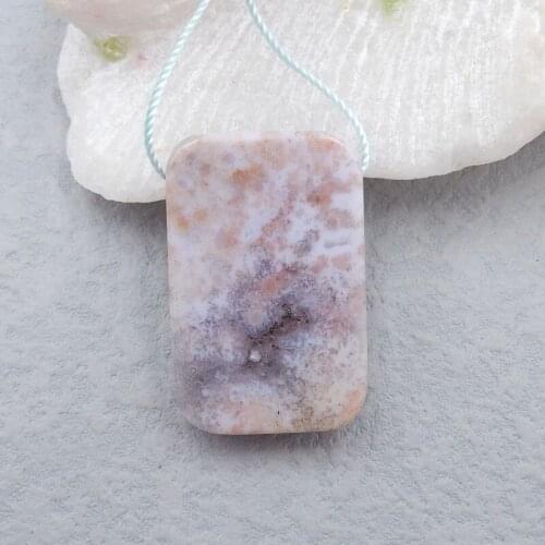 Natural Stone Ocean Jasper Side Drilled Necklace Pendant Bead 35x23x8mm 15g