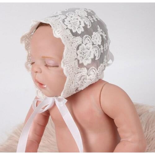 Baby Girls Boys Flower Lace Hat Eyelet Lace Breathable Cotton Bonnet Adjustable Sun Hat