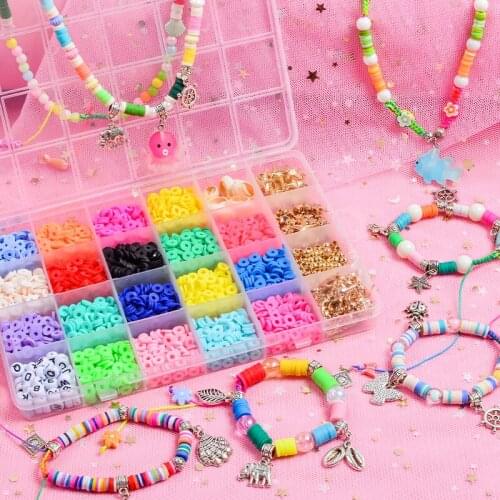 Cross border 24 grid 6mm soft ceramic bead flake boxed color disc Bohemian hand DIY jewelry accessories