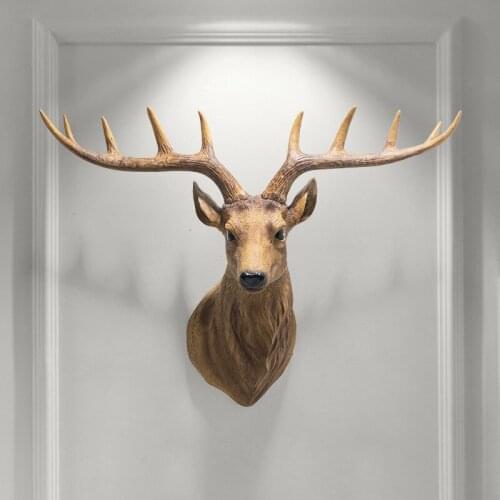 American Country Lucky Deer Head Wall Hanging Decoration Pendant Living Room Restaurant Entrance Hallway Aisle Background
