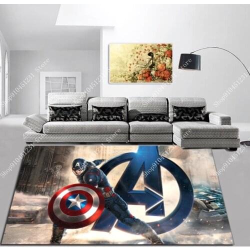 Disney Marvel Captain America Rug Bedroom Living Room Short Crystal Velvet Non-slip Floor Mat Carpet Adult Kids Boys Game Carpet