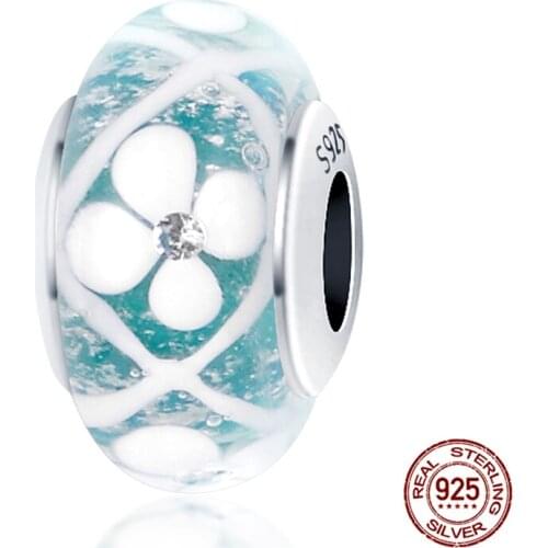 100% Real 925 Sterling Silver Light Blue Zircon Angle Round Beads Fit Original 3mm Bracelet&Bangle Women Fashion Jewelry Gift