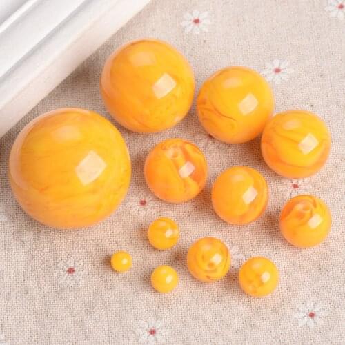 Orange Color Round Resin 6/8/10/12/14/16/18/20/22/25/30/38mm Loose Beads Wholesale lot for DIY Crafts Jewelry Making