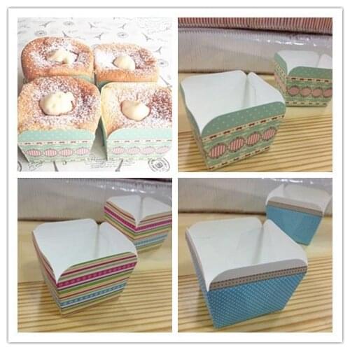 Baking cup British retro/Color stripe/Classic blue dot lace square cake box cakecup cake cup muffin cup jk17