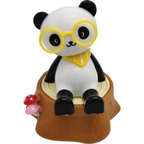 Cute Solar Powered Bobbling Toy Shaking Head Panda Home/Office/Car Ornament