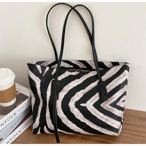 Fashion Leather Handbags for Women Retro Leopard Zebra Animal Print Handbags Lady Large Capacity Tote Shoulder Shopping Bags