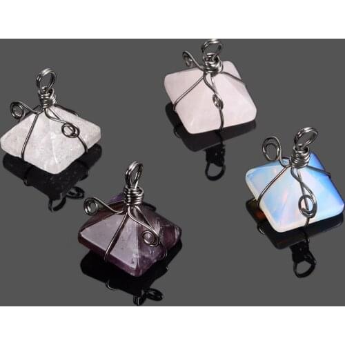 Natural Crystal Stone Fashion Pendant Handmade Creative Winding Pyramid Pendant Jewelry Making DIY Necklace Accessories