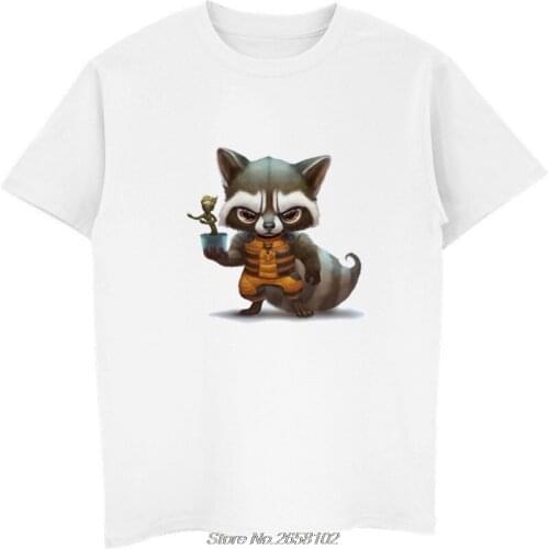 Rocket raccoon T shirt men t shirt fashion t-shirt O Neck white TShirts For man Top Tees harajuku streetwear