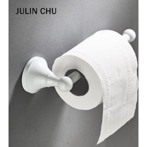 White WC Roll Holder Copper Wall Mouted Creative Modern Bathroom Kitchen Bath Towel Paper Hanger Metal Hang Toilet Tissue Shelf