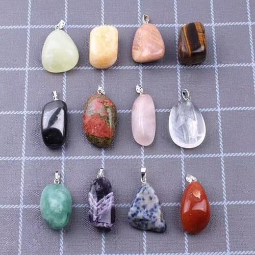Natural stones and minerals crystals pendant Quartz tumbled gemstone Fashion Jewelry chakras reiki healing for gift