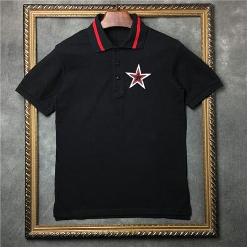 2020 High New Novelty unisex Embroidery star striped collar Fashion Shirts Shirt Hip Hop Skateboard Cotton Polo Top Tee F51