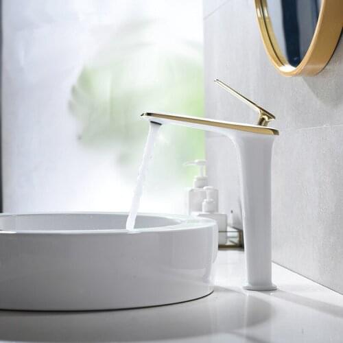 New Basin Faucet water tap Single Lever Modern Brass Mixer Tap Bathroom Basin Water Sink Mixer white black gold Crane