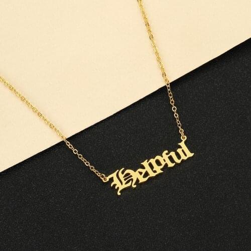 Cxwind Stainless Steel Helpful Letter necklac for women Old English Choker Chain Colier Pop Simplify Chocker Necklace Jewelry