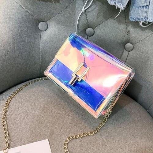 Transparent Jelly Shoulder Bag Women Fashion Laser Crossbody Bags Small Chains Messenger Bag Flap Lady Handbag Mini Purse bolso