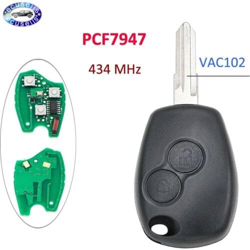 2 Buttons Remote Control Key Fob 434MHz for Renault With PCF7947 Chip VAC102 Blade