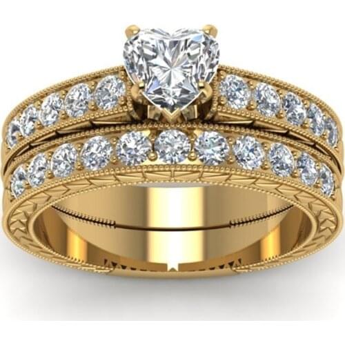 Romantic Crystal Heart Rings Zircon Ring Jewelry Engagement Party Valentines Day Girl Gift Fashion Women Rings