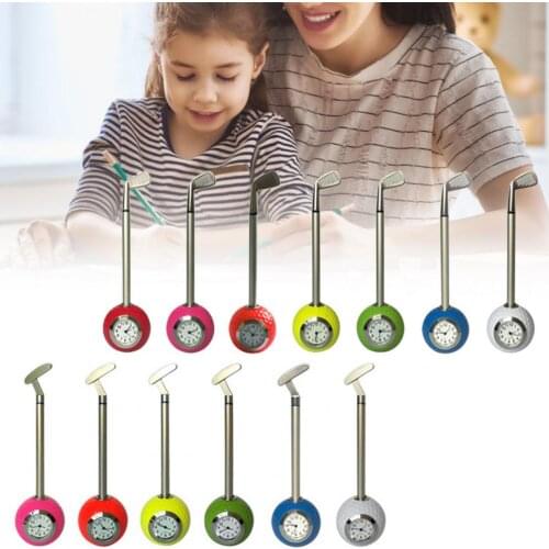 Golf Pen Vibrant Color Indeformable Golf Accessoires Desktop Ornaments Golf Ball Pen Holder with Clock for Home