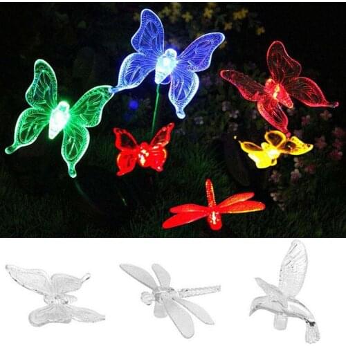 Colorful Butterfly Dragonfly LED Light Solar Energy Waterproof Garden Decor Lamp Eco-friendly LED light waterproof outdoor light