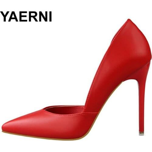 YAERNI Shoes Women Pumps Fashion High Heels Shoes Black Pink Yellow Shoes Women Bridal Wedding Shoes Ladies Stiletto Party Shoe