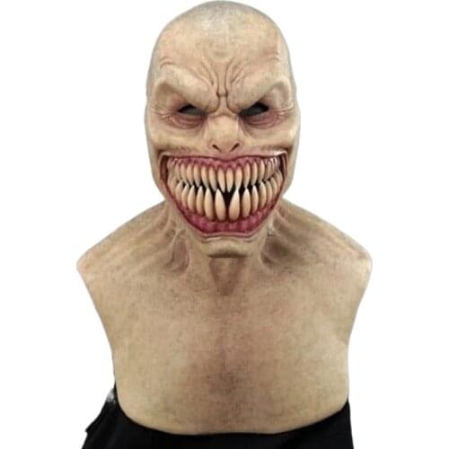 Horror Clown Mask Cosplay Creepy Monster Big Mouth Teeth Chompers Latex Masks Halloween Party Scary Costume Props Monster Masque