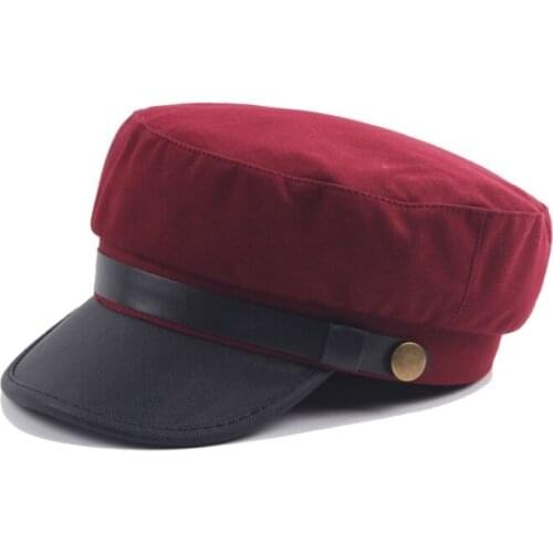 HUISHEN001Vintage Autumn Women Casual Cotton Beret Cap Newsboy Cap Girl Adjustable Patchwork Octagonal hat Navy Cap