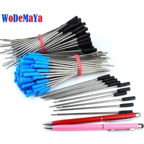 1000 pcs/lot Rotating Metal Pen Refill Special Ballpoint Pen Refill 1mm Rod Cartridge Core Ink Recharge Black Blue Ink 116mm