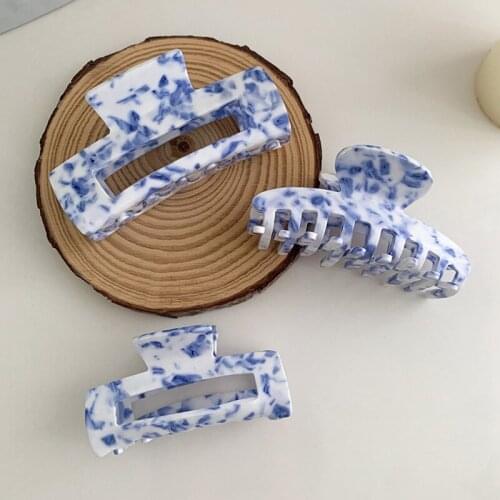 Blue And White Porcelain Color Hair Claws For Woman Barrettes Lady Hairpin Hair Clips Headwear Hair Accessories Hairgrip