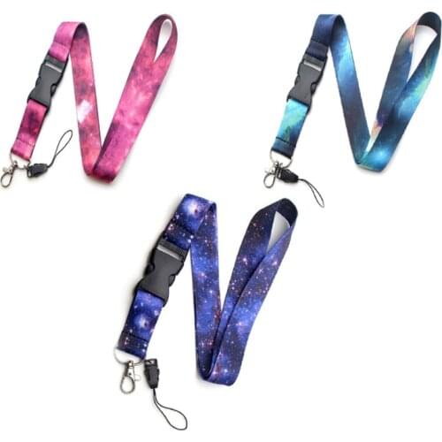 1PC Starry Night Sky Lanyard Badge ID Lanyards/ Mobile Phone Rope/ Key Lanyard Neck Straps Keychain