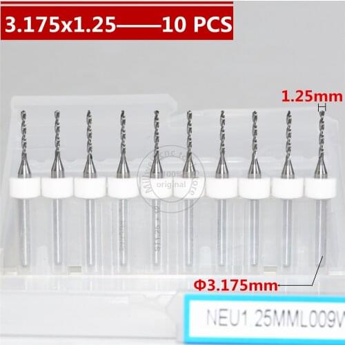 10PCS-3.175mm*1.25mm,CNC Computer machine tool,Print Circuit Board drill,woodworking router bit, Carbide Micro Drilling Bits