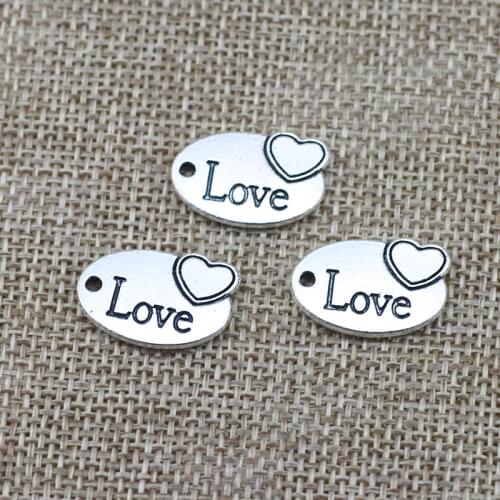 Newest 10Pieces 14*20mm Mixed Alloy Antique Silver Color Love Letter Charms Bracelet Pendant Accessory For DIY Jewelry Making