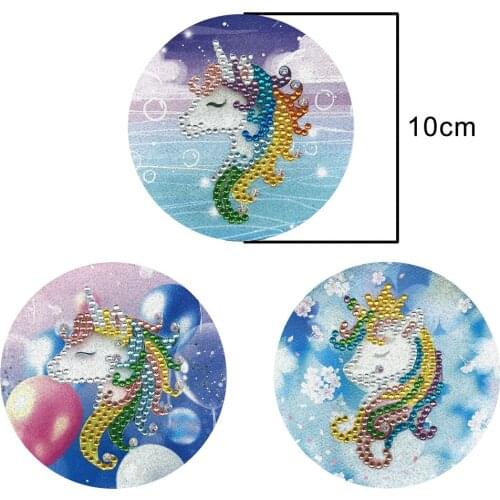 3pcs Backpack Clothing Velcro Anime Unicorn Medal Diamond Painting Epaulette Velcro Clothing Decoration