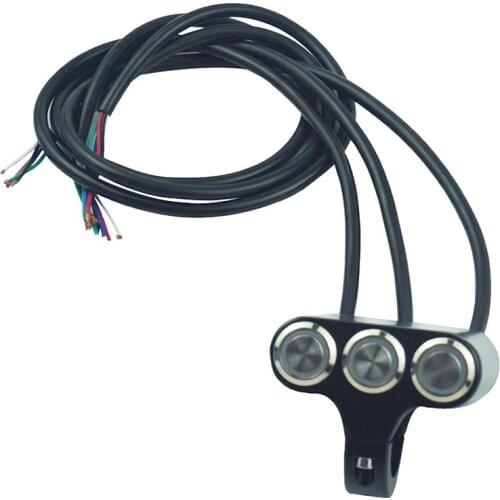 Motorcycle Handlebar Mount Switch LED Indicator Light Switch 22mm Waterproof Self-locking self-reset 3 IN 1 Button Switch