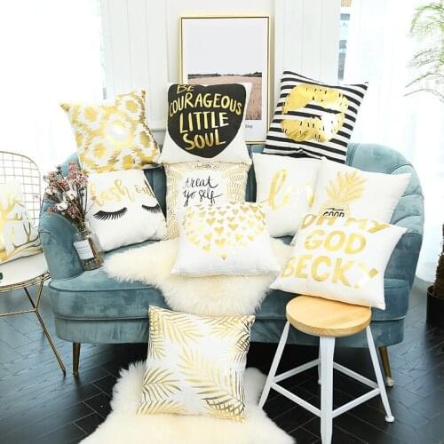 45x45cm/18x18'' Linen&Polyester Bronzing Loin Pillowcase Printed Decorative Pillow Cases Home Pillowcase