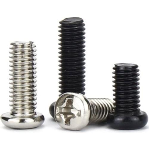 50pcs M1 M1.2 M1.4 M1.6 M2 M2.5 M3 Mini Micro Small Black A2-70 304 Stainless steel Cross Phillips Pan Head Screw Round Bolt