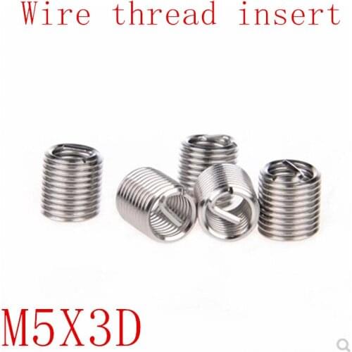50Pcs M5*3D Stainless Steel Coiled Wire Helical Screw Thread Inserts M5 Screw Bushing self tapping thread repair tool