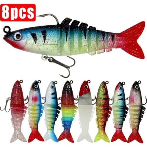 8PCS Fishing Baits Trolling Swim Minnow Wobbler Multi-section Hard Bait 9cm16g Artificial Crankbait Jerk Bait Fishing tackleLure
