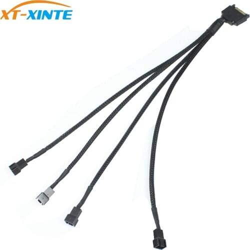 XT-XINTE SATA 15Pin to 2 3 4 Splitter 3Pin 4Pin Fan Power Adapter Extension Cable Wire Cord Multiplier PC Computer Cooling 30CM