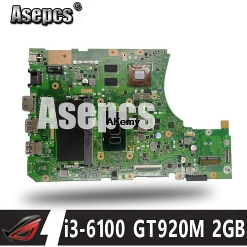 Asepcs X556UJ i3-6100 CPU GT920M 2GB N16V-GM-B1 4GB RAM Mainboard REV 2.0 For Asus X556UJ X556UV Laptop Motherboard
