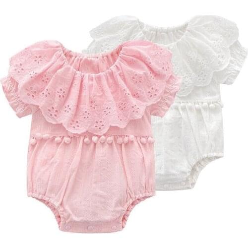 Summer Baby Girls Bodysuit Casual Lovely Cute Newborn Infant Birthday Baptism 0-12M Kids Girls Clothing Bebes Girls Clothes
