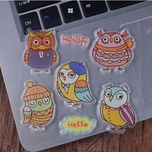 Colour Cute Owl Transparent Clear Stamps Fox Owl Silicone Seals Roller Stamp DIY Scrapbooking Photo Album/Card Making