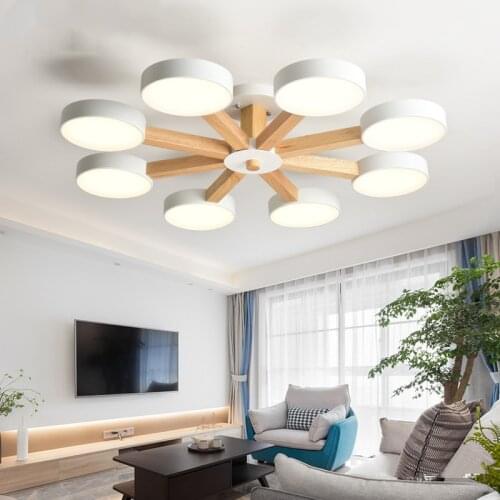 Wood ceiling lamp 220V 110V Ceiling Chandelier For Living Room acrylic ceiling light Bedroom Indoor flush mount ceiling light