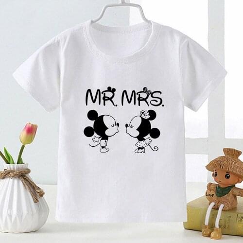 Summer Cartoon Mickey Minnie MR MRS Print Baby Short Sleeve T Shirts Kids T-Shirts Cute Children Clothes Tops Tee Dropship